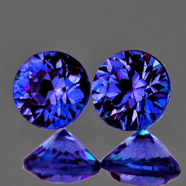 3.60 mm Round 2pcs AAA Fire Natural Intense Violet-Blue Sapphire (1 of 2)
