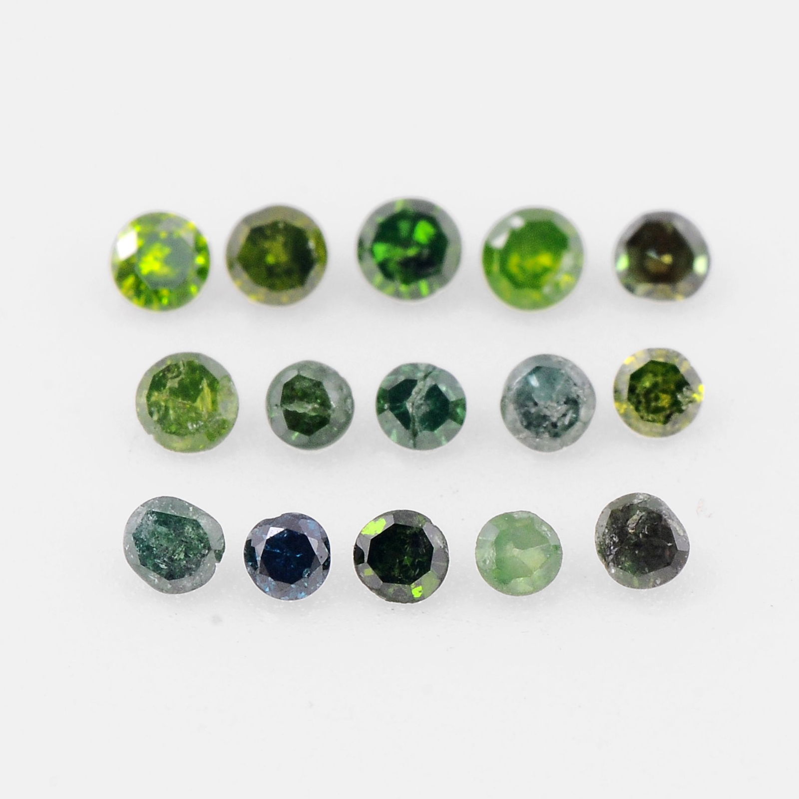 Fancy Green Color 0.195 Carat Round Shape Natural Diamond Loose Gemstone 15 Pieces (1 of 7)