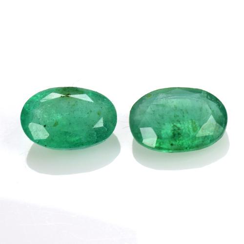 1.30 CTS 2 PCS NATURAL UNHEATED ZAMBIAN EMERALD OVAL GOOD COLOR LOOSE GEMSTONES (1 of 2)