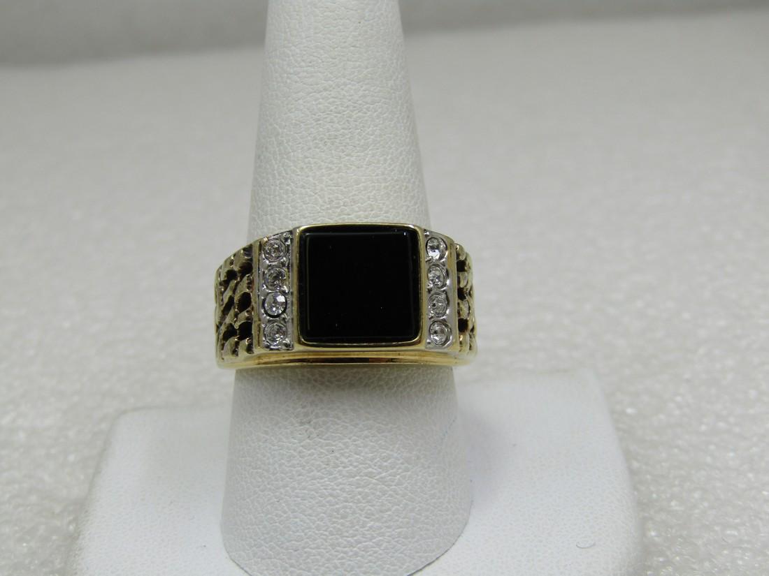 Vintage Lady Remington Men's Faux Onyz & CZ Ring, Sz. 10 (1 of 6)