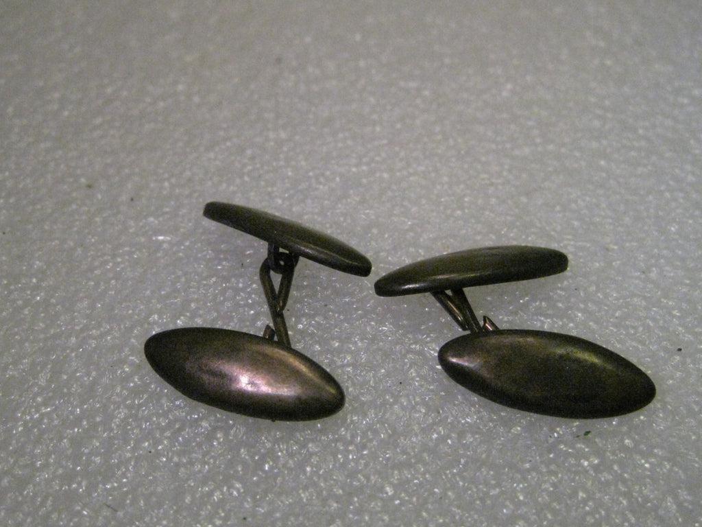 Vintage early 1900's Sterling Silver Oblong Unisex Cuff Links, 3/4" long and 1/3" wide (1 of 5)
