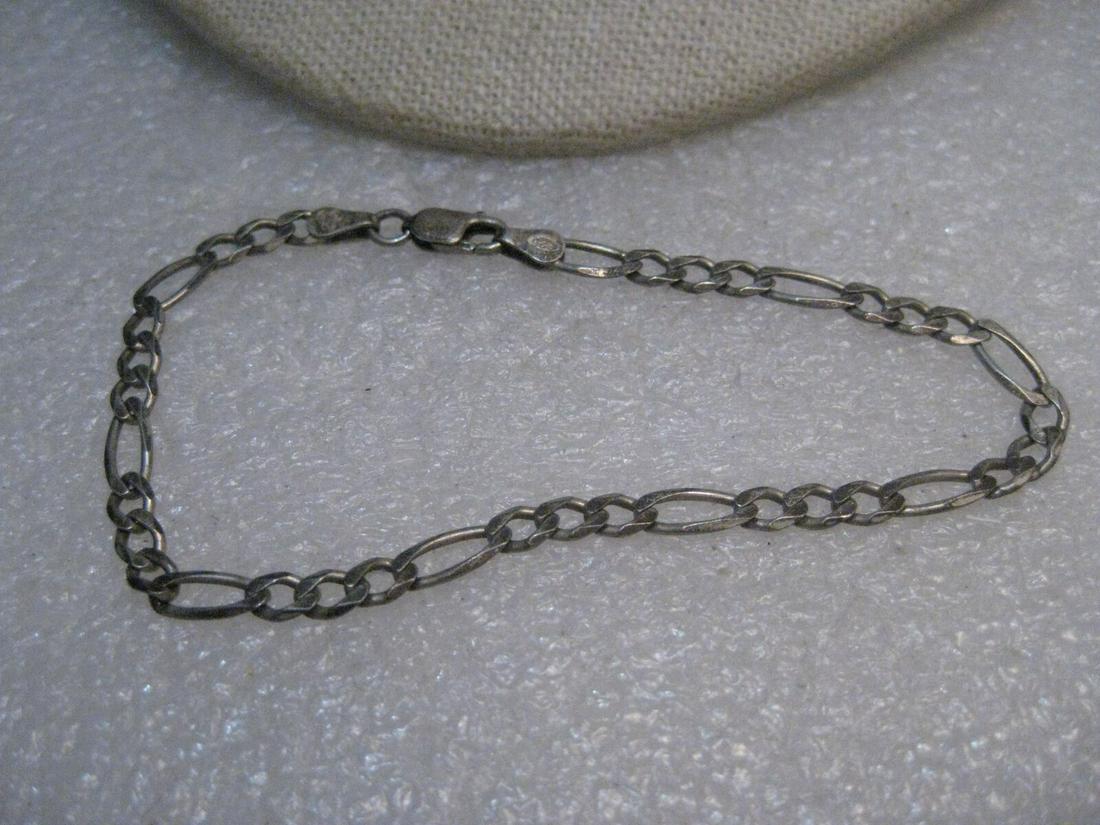 Vintage Sterling Silver Figaro Bracelet, 7.5", Unisex, 4.5mm, 1980's (1 of 5)