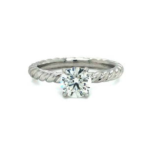 David Yurman Platinum .8ct Diamond GIA Solitaire Engagement Ring Size 5.25: Condition: Excellent Condition, Professionally Cleaned and Polished Metal: Platinum (Marked, and Professionally Tested) Diamond: Round Cut Brilliant 0.80ct Diamond Diamond Color: I Diamond