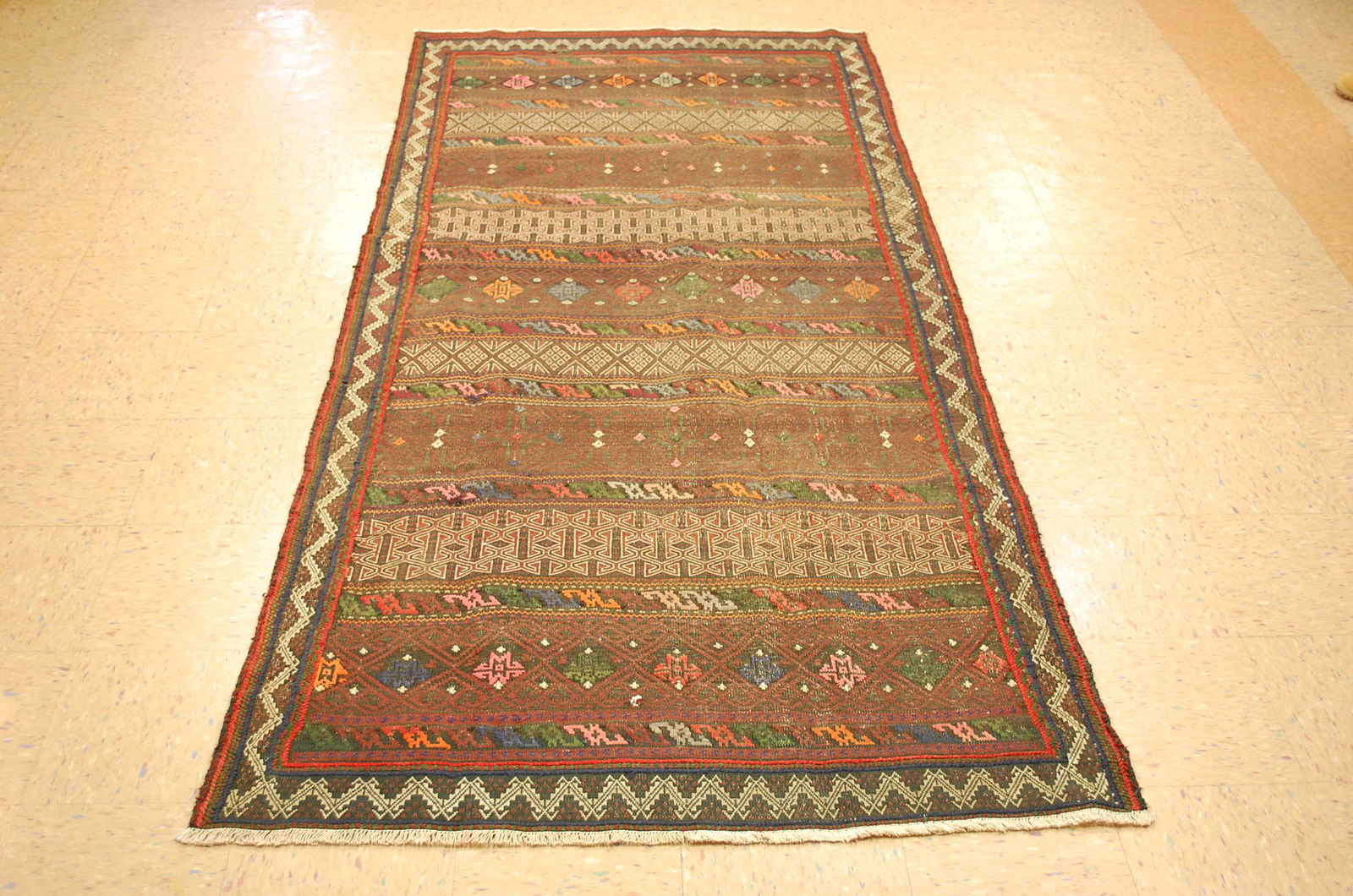 Cir 1910's CAUCASIAN SOUMAK KILIM FLAT WOVEN RUG 4.2x9.6 (1 of 12)
