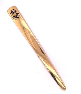 Antique Tiffany & Co Plique A Jour Enamel 18K Gold Letter Opener C.1920: This is a stunning Antique 18K solid yellow gold letter opener with blue plique a jour design. The top of the letter opener is marked Tiffany & Co # 18738 Makers 5704 18K Gold M, dating it c.1920.