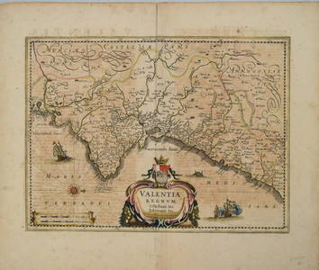 1640 Janssen Map of Valencia, Spain -- Valentia Regnum Contestani, Ptol. Edentani, Plin.