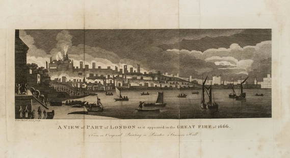 1805 Mazell View of London During the 1666 Fire -- A view of Part of London as it appeared in the: Title: 1805 Mazell View of London During the 1666 Fire -- A view of Part of London as it appeared in the Great Fire of 1666Cartographer: P MazellYear / Place: 1805, LondonMap Dimension (in.): 5 X