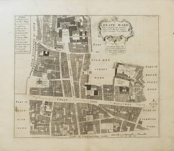 1720 Strype Ward Map of London's Cheape Ward Between St. Paul's and Bank of England -- Cheape Ward: Title: 1720 Strype Ward Map of London's Cheape Ward Between St. Paul's and Bank of England -- Cheape Ward with its Division into Parishes …Cartographer: J StrypeYear / Place: 1720, LondonMap