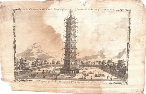 1768 A Prospect of the Porcelaine Tower at Nan King in China: Title: 1768 A Prospect of the Porcelaine Tower at Nan King in ChinaCartographer: G MillarYear / Place: 1768Map Dimension (in.): 14.3 x 9.3 in. A nice engraved view of an important and near magical