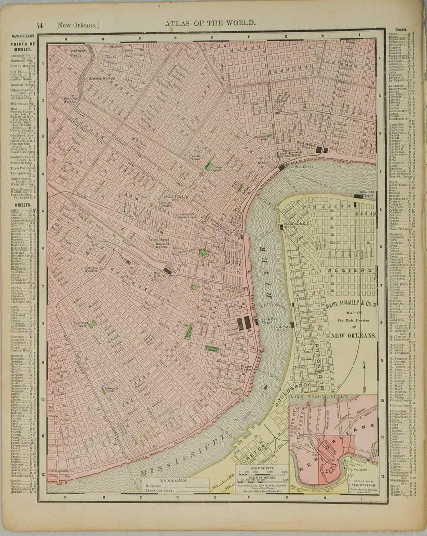1898 Rand McNally Map of Louisiana [verso] New Orleans -- Louisiana [verso] New Orleans (1 of 2)