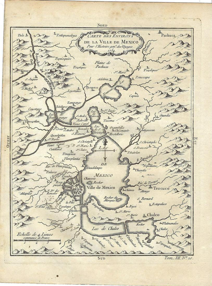 1754 Bellin Map of Mexico City and Surroundings -- Carte des Environs de la Ville de Mexico (1 of 1)