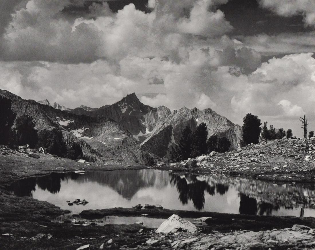 ANSEL ADAMS - Mt. Clarence King, Pool, Kings Canyon ca1925: Artist: ANSEL ADAMS Print Title: Mt. Clarence King, Pool, Kings Canyon ca1925 Medium: Photolithograph Printed 1970’s in the US Image Size: approx. 8 x 10” Ansel Easton Adams (1902 –