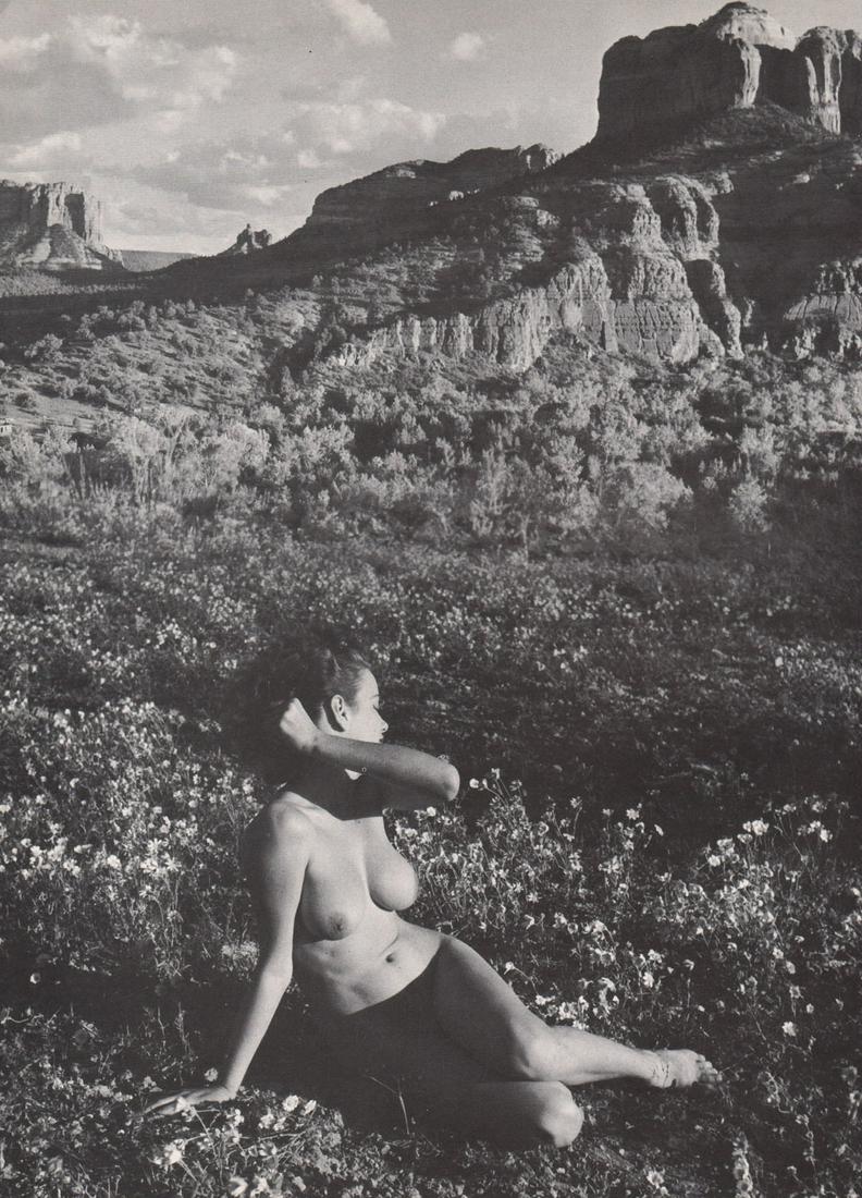 ANDRE DE DIENES - Nude with Wildflowers: Artist: ANDRE DE DIENES Print Title: Nude with Wildflowers Medium: photoengraving Printed 1966 in the USA Image size (inches) approx. 11 x 8.5” Andre De Dienes Dienes was a professional photogra
