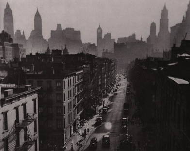 RUTH ORKIN - View of lower Manhattan from the Manhattan Bridge, 1939: Artist: RUTH ORKIN Print Title: View of lower Manhattan from the Manhattan Bridge, 1939 Printing Date: 1970’s Medium: Vintage Sheet-fed photogravure Printed in: the US Image Size approx: 9 x 5&