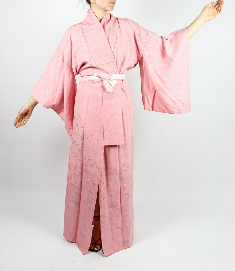 PINK FLORAL COTTON KIMONO WITH BELT (1 of 6)