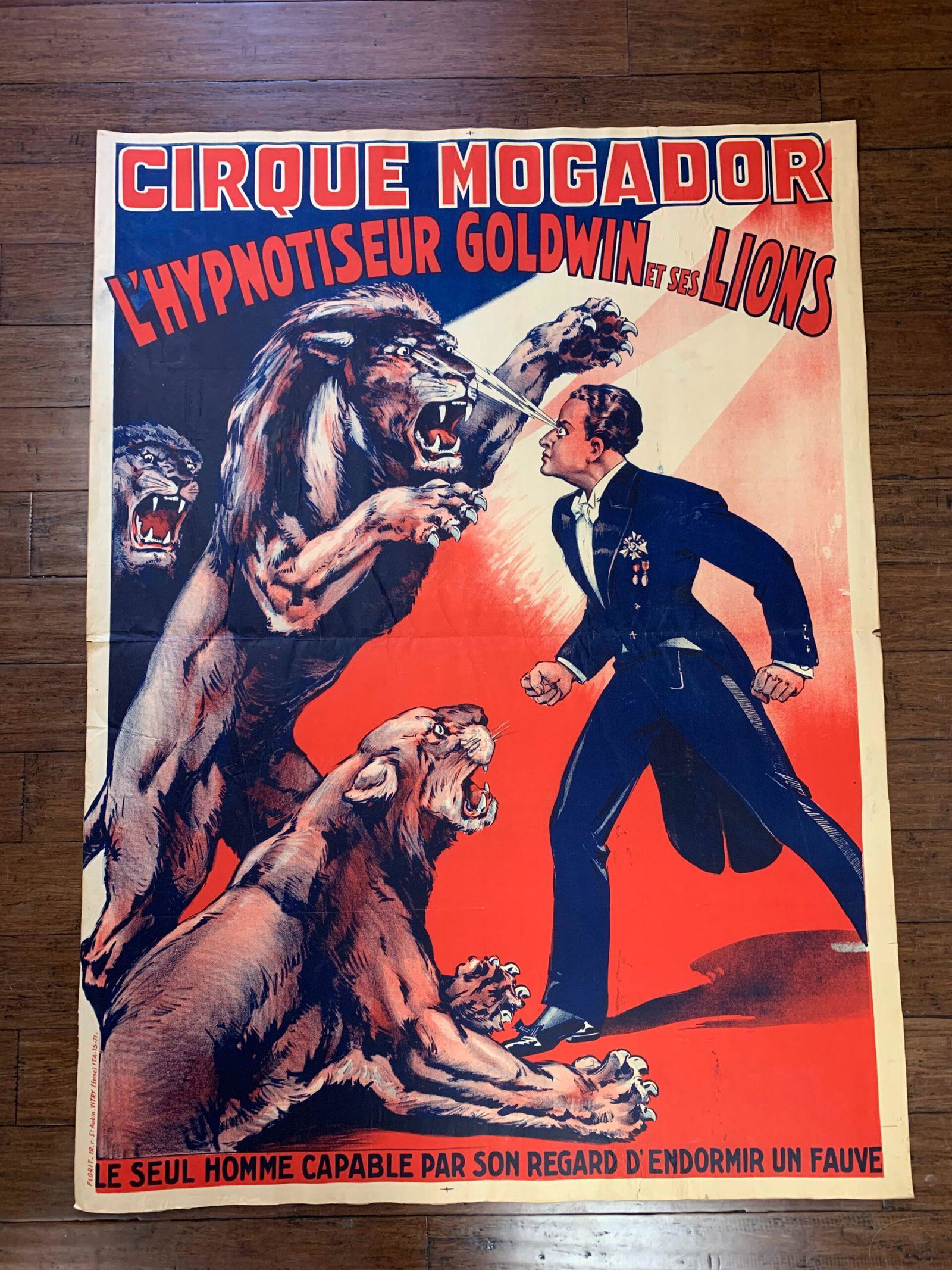 Cirque Mogador - Goldwyn The Hypnotist (1930's) 46.25" x 62.5" French Circus Magic Poster (1 of 6)