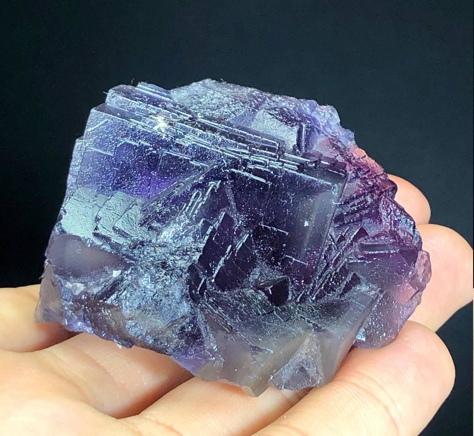 Natural Purple Cubic Phantom Fluorite With Calcite Fluorite (1 of 5)