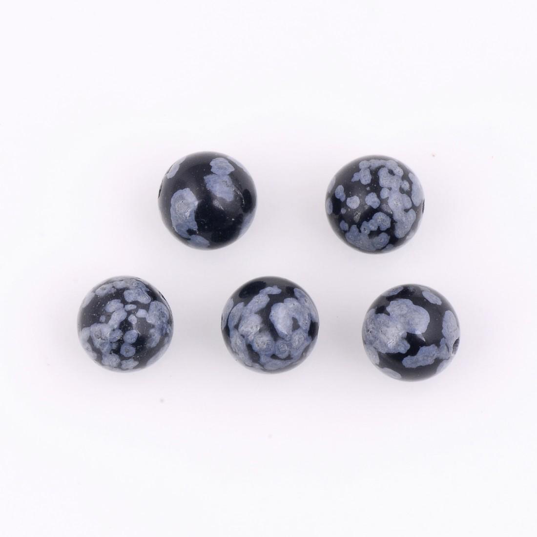 Black Color 16.6 Carat Round Ball Shape Natural Snowflake Obsidian Loose Gemstone 5 Pieces (1 of 7)