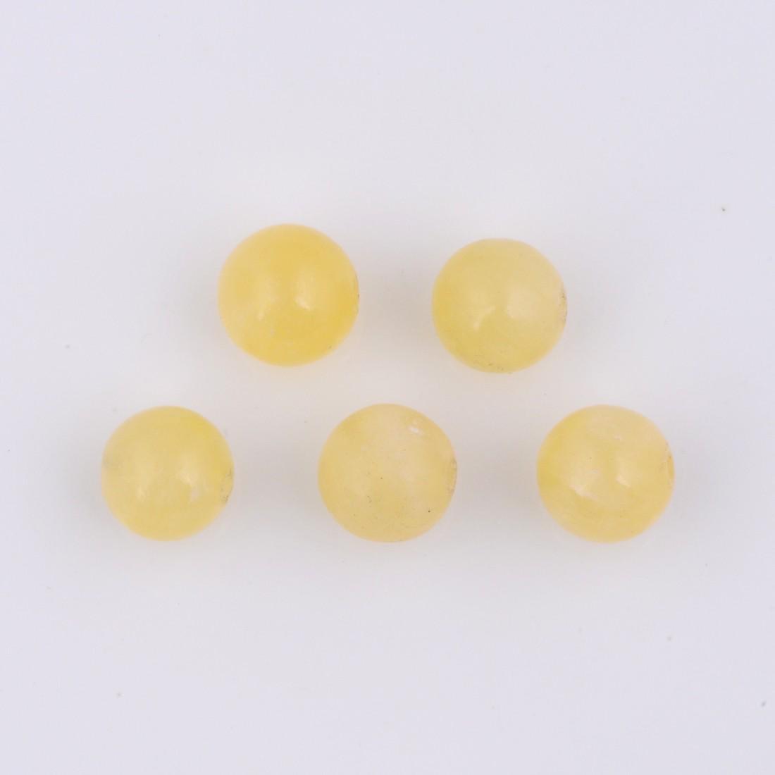 Yellow Color 21.3 Carat Round Ball Shape Natural Honey Jade Loose Gemstone 5 Pieces (1 of 7)