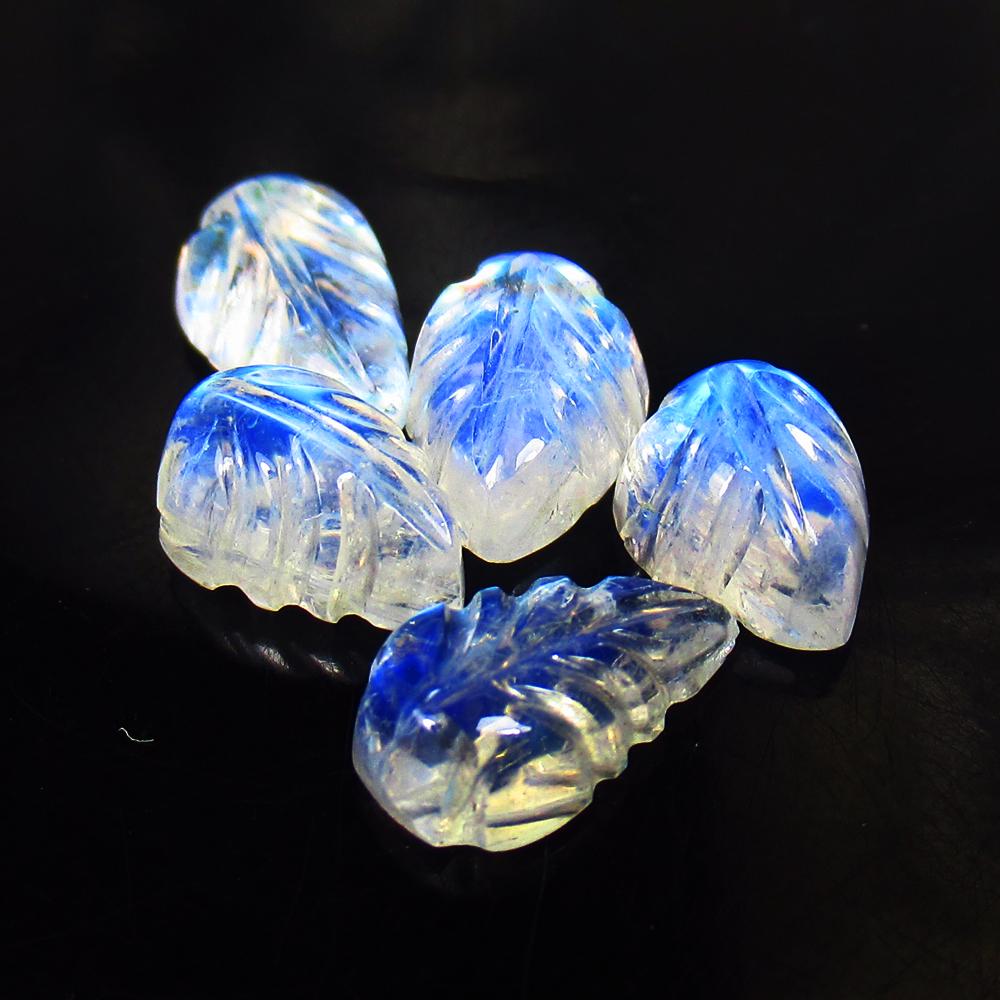 4.98 Ctw Natural 5 Blue Moonstone Carving Set: No Reserve! Title: 4.98 Ctw Natural 5 Blue Moonstone Carving Set Stone Clarity: Translucent Gemstones: Natural Moonstone Carat Weights: 4.98 Size/Dimensions: 8.0x5.6 - 8.6x5.4 mm / 5 Pc's Additional I