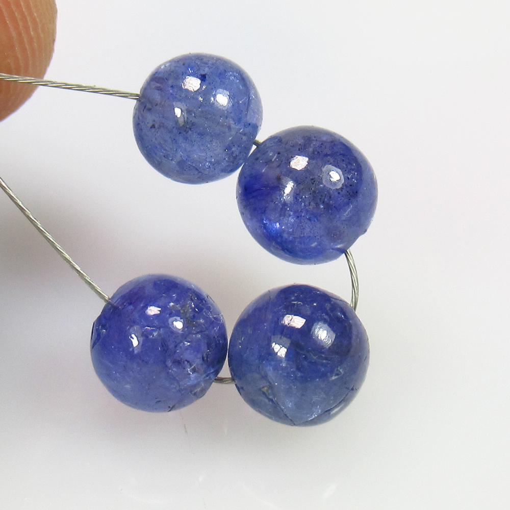 9.41 Ctw Natural 4 Drilled Tanzanite Round Beads (1 of 2)