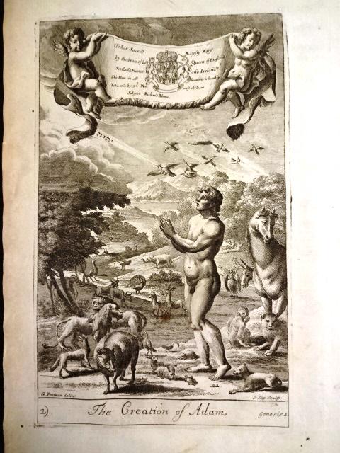 1712 Fine Folio Engraving The Creation Adam (1 of 2)