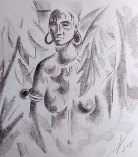 Abstract pencil painting Portrait of a naked girl Peter Tovpev: №Dobr 293 *** ABOUT THIS PAINTING *** * TITLE: "Portrait of a naked girl" * ARTISTS: Peter Tovpev * SIZE: -x- cm/'-x- inches' * MEDIUM: pencil, paper * HAND PAINTED: Original painting from