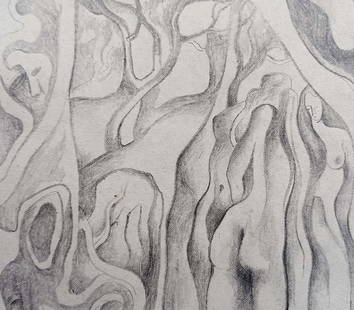 Abstract pencil painting Naked girls in the forest Peter Tovpev: №Dobr 301 *** ABOUT THIS PAINTING *** * TITLE: "Naked girls in the forest" * ARTISTS: Peter Tovpev * SIZE: 16x14 cm/'6.29x5.51 inches' * MEDIUM: pencil, paper * HAND PAINTED: Original