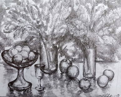 Pencil painting Still life Peter Tovpev: №Dobr 302 *** ABOUT THIS PAINTING *** * TITLE: "Still life" * ARTISTS: Peter Tovpev * SIZE: 13x16.5 cm/'5.11x6.49 inches' * MEDIUM: pencil, paper * HAND PAINTED: Original painting from our colle