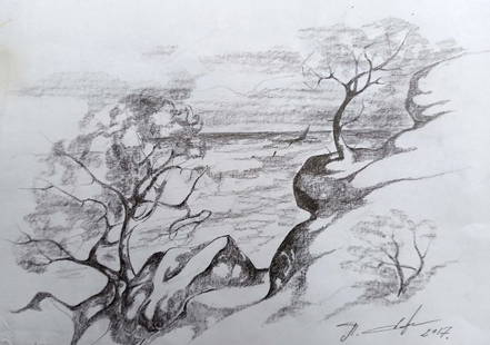 Pencil painting With sea views Peter Tovpev: №Dobr 311 *** ABOUT THIS PAINTING *** * TITLE: "With sea views" * ARTISTS: Peter Tovpev * SIZE: 21x30 cm/'8.26x11.81 inches' * MEDIUM: pencil, paper * HAND PAINTED: Original painting from our