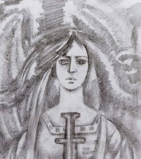 Pencil painting Valkyrie Peter Tovpev: №Dobr 314 *** ABOUT THIS PAINTING *** * TITLE: "Valkyrie" * ARTISTS: Peter Tovpev * SIZE: 20x16 cm/'7.87x6.29 inches' * MEDIUM: pencil, paper * HAND PAINTED: Original painting from our