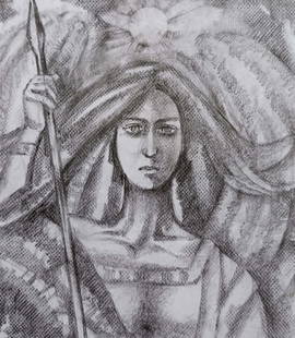 Pencil painting Valkyrie Peter Tovpev: №Dobr 315 *** ABOUT THIS PAINTING *** * TITLE: "Valkyrie" * ARTISTS: Peter Tovpev * SIZE: 20x16 cm/'7.87x6.29 inches' * MEDIUM: pencil, paper * HAND PAINTED: Original painting from our