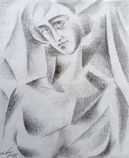 Abstract pencil painting Portrait of a girl Peter Tovpev: №Dobr 317 *** ABOUT THIS PAINTING *** * TITLE: "Portrait of a girl" * ARTISTS: Peter Tovpev * SIZE: 17x20 cm/'6.69x7.87 inches' * MEDIUM: pencil, paper * HAND PAINTED: Original painting from