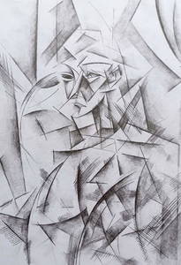 Abstract pencil painting Portrait of a man Peter Tovpev