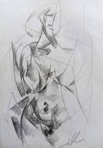 Abstract pencil painting Naked girl Peter Tovpev