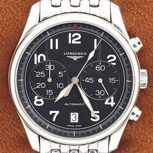 Longines - Master Collection Chronograph - Ref : L2.629.4 - Men - 2011-present: Brand: Longines Model: Master Collection Chronograph Reference Number: Ref : L2.629.4 Gender: Men Period: 2011-present Movement: Mechanical automatic Case material: Steel Extras: Box, Documents, No