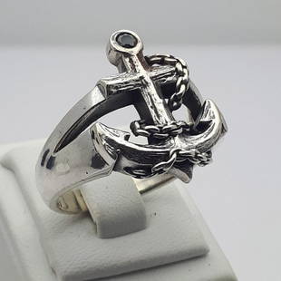 925 Sterling Silver - Ring: Ring Gender : Men Material : 925 Sterling Silver Weight : 12 gr Condition : NEW / Unused Size : US:14 , EU:72.3 , UK:Z+3 , D:23.5 mm Free resizing on demand Item no:C273 -- SHIPMENT --
