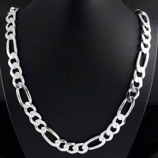 925 Sterling Silver - Necklace: Necklace Gender : Men/Women Material : 925 Sterling Silver TotaL Weight :131,26 gr Lenght :70 cm Width :11,2 mm Condition : New / Unused Item no:A191B -- SHIPMENT -- Items will be shipped