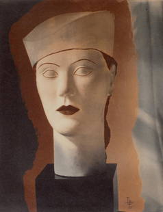 JOSEF BREITENBACH - Coloured Bust, Paris, 1935: Artist: Josef Breitenbach Title: Coloured Bust, Paris, 1935 Medium: Photo Litho, 2016, Belgium Dimensions: 7.05x9.2" Description: Heat Wax Mounted on 11x14" Conservation Board Artist Bio: Josef Breite