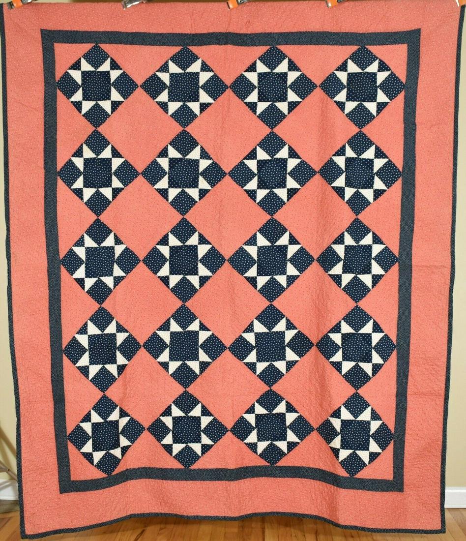 1880's Indigo Blue Ohio Stars Quilt (1 of 8)