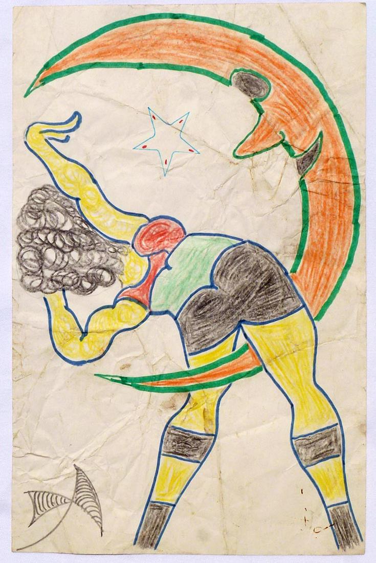 Muscle Woman, Man-in-the-Moon drawing by Lewis Smith (1 of 3)