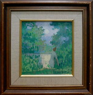 Oil painting Girl at the Pond Unknown artist: №Vern 1499 *** ABOUT THIS PAINTING *** * TITLE: "Girl at the Pond" * ARTISTS: Unknown artist * SIZE: 39x38 cm/'15.35x14.96 inches', frame size: 39x38 cm/'15.35x14.96 inches' * MEDIUM: oil,