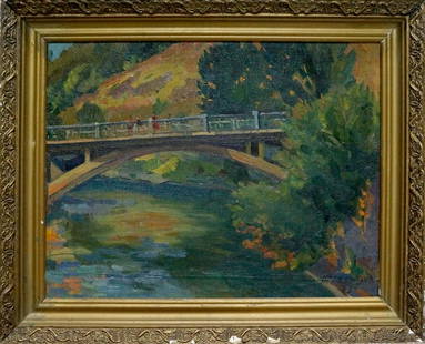 Oil painting On Bridge Sorokoletov Gavriil Vladimirovich: №Vern 1506 *** ABOUT THIS PAINTING *** * TITLE: "On Bridge" * ARTISTS: Sorokoletov Gavriil Vladimirovich * SIZE: 42x54 cm/'16.53x21.25 inches', frame size: 54x67 cm/'21.25x26.37 inches' *