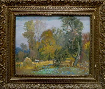 Oil painting Forest landscape: №Vern 1508 *** ABOUT THIS PAINTING *** * TITLE: "Forest landscape" * ARTISTS: Unknown artist * SIZE: 40x49 cm/'15.74x19.29 inches', frame size: 59x69 cm/'23.22x27.16 inches' * MEDIUM: oil,