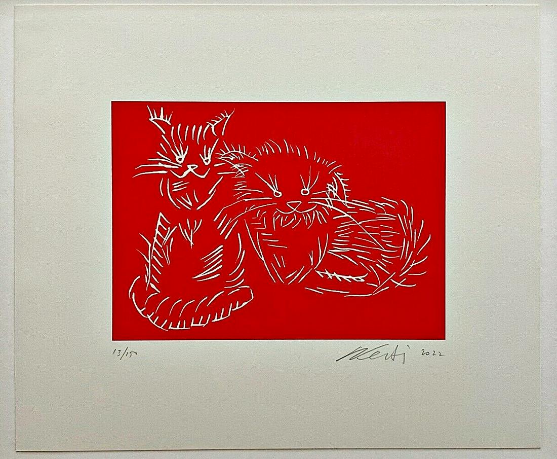 Ai Weiwei CATS Red Edition Print, Framed - Signed & Numbered Edition Of 150: Title: Ai Weiwei CATS Red Edition Print, Framed - Signed & Numbered Edition Of 150 Date/Period: 2022 Medium: Screen print on Saunders Waterford paper, hot pressed, natural, 300gsm Dimension: 28cm x 32
