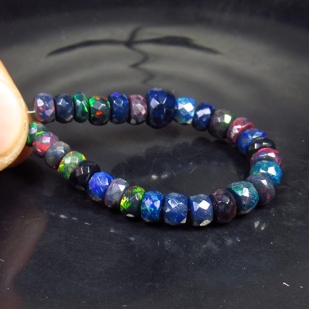 15.83 Ct Natural 29 Drilled Faceted Black Opal Beads (1 of 2)