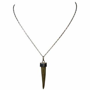 Alberto Juan Mexican Handmade Sterling Silver Wild Deer Antler Horn Necklace: This Alberto Juan one of a kind necklace was handmade using a wild deer antler horn and sterling silver. The chain and findings used in this piece are sterling silver. Necklace measures 17.5" long