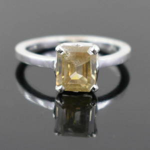 Hand Made Sterling Silver Off White Diamond Pave Ring 2.10 Cts
