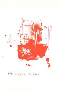 Jim Dine - Paris Review - 1975 Serigraph 40" x 26.5": Paris Review by Jim Dine, 1975 Unsigned Serigraph. Paper size is 40 x 26.5 inches, with an image size of 40 x 26.5 inches. The Serigraph is from an edition size of 2000 and is not framed. The