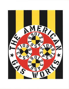 Robert Indiana - The American Gas Works - 1997 Serigraph 22" x 17": The American Gas Works by Robert Indiana, 1997 Unsigned Serigraph. Paper size is 22 x 17 inches, with an image size of 17 x 13.5 inches. The Serigraph is from an edition size of 395 and is not